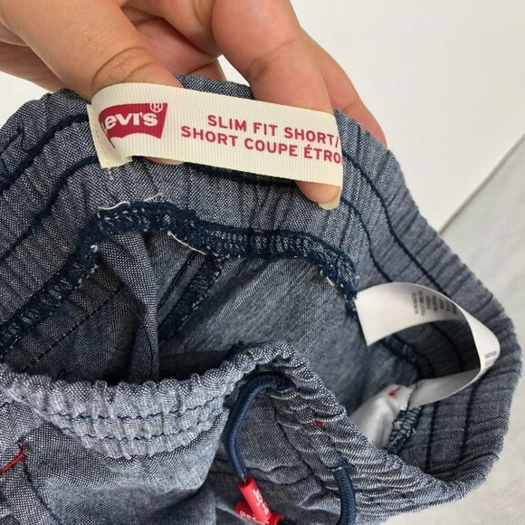 NWT Levi's Men's 2 Pack Slim Fit Pull On  Shorts w/Drawcord. Khaki & Blue. M/8 - Picture 6 of 9